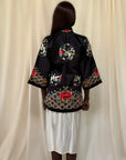 Vintage 1920’s Chinese Silk Jacket | Antique Hand Embroidery Crane Floral Motif Silk