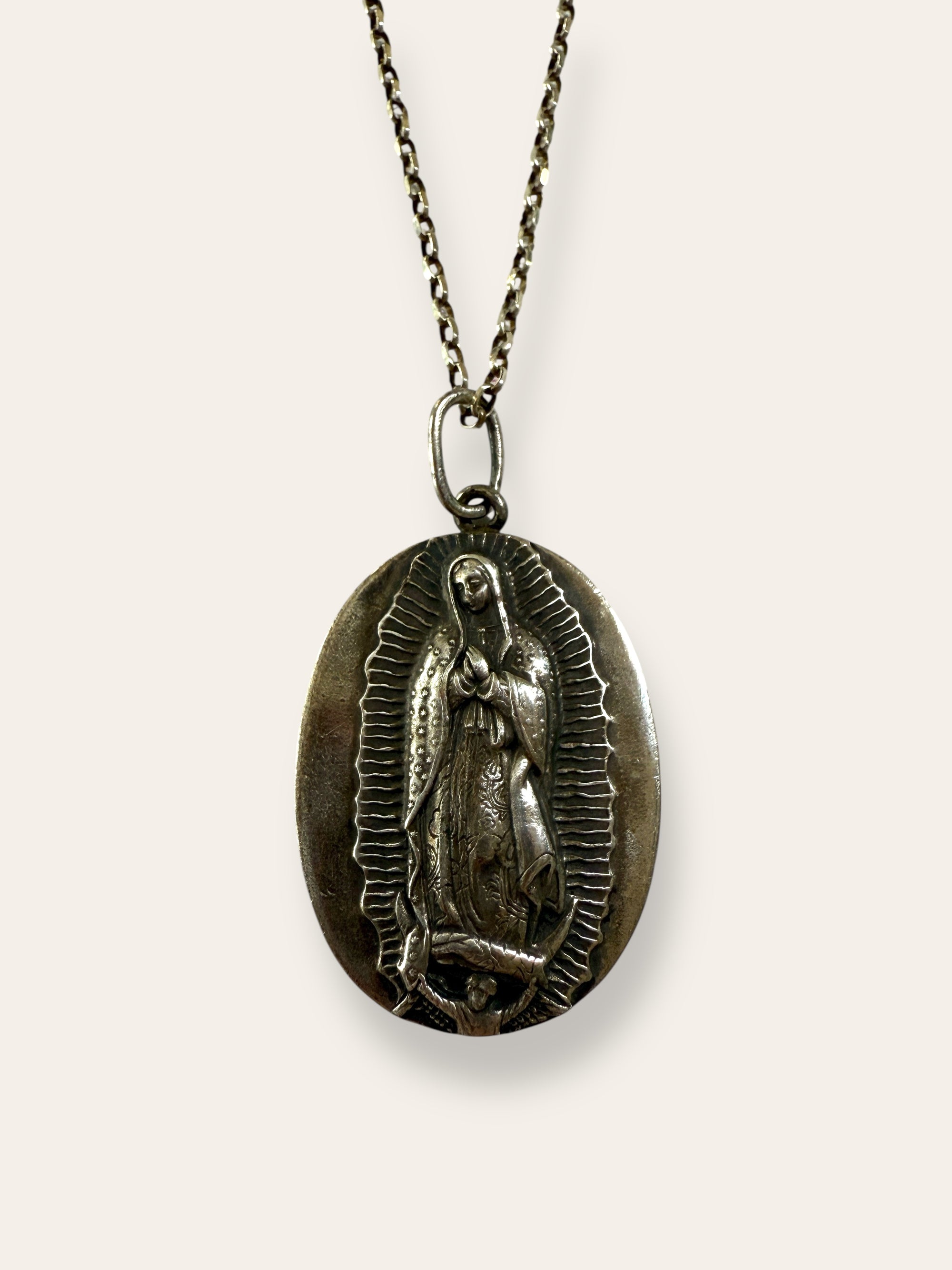 Vintage 1955 Lady of Guadalupe Sterling Silver Necklace