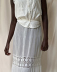 Vintage Edwardian Cotton Gauze Cloth Crochet Pleated Petticoat Skirt