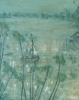 Vintage 1960s Joan Bergevin Mid-Century Modern Impressionist Oil Painting Titled “Evening Retreat” | Vintage MCM Coastal Masterwork Painting