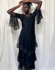 Vintage 1920’s Sheer Chiffon & Lave Layered Flapper Dress