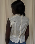 Vintage Edwardian Pleats & Lace Blouse | Antique White Cotton Romantic Top