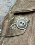 Vintage 1930s Suede Leather Cossack A-1 Chinstrap Jacket | Vintage Sport Coat Talon Zipper Side Buckles