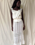 Vintage Edwardian Cotton Gauze Cloth Crochet Pleated Petticoat Skirt