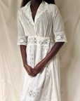 Vintage Edwardian White Cotton Eyelet Dress