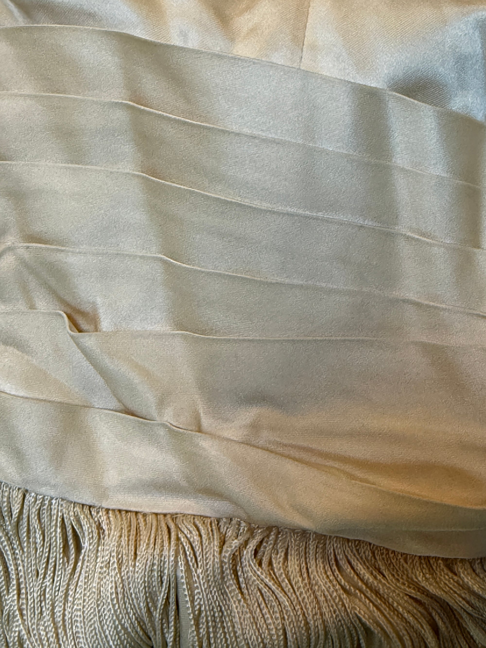 Vintage 1950’s Silk Ecru Strapless Fringe Dress