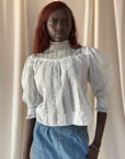 Vintage Edwardian Pleated Cotton Lace Blouse