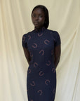 Vintage 1950’s Rayon Horseshoe Cheongsam Dress