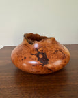 Vintage Signed Handcrafted Fir Burl Wood Bowl | Live Edge Natural Art Turned Vessel