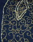 Vintage 1940s Beaded Navy Crepe Gown | Old Hollywood Evening Bias Cut Dress