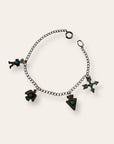 Vintage Fred Harvey Era Silver Charm Bracelet with Turquoise Accents | Southwestern Thunderbird Arrow Kachina Motifs