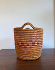 Vintage Jicarilla Apache Coil Handmade Basket With Handles | Native American Pattern Basket
