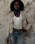 Vintage 1930s Buckskin Leather Cossack A-1 Jacket | Vintage Deerskin Sport Coat with Side Buckles
