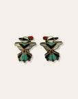 Vintage Zuni Inlay Bird Sterling Silver Clip-On Earrings