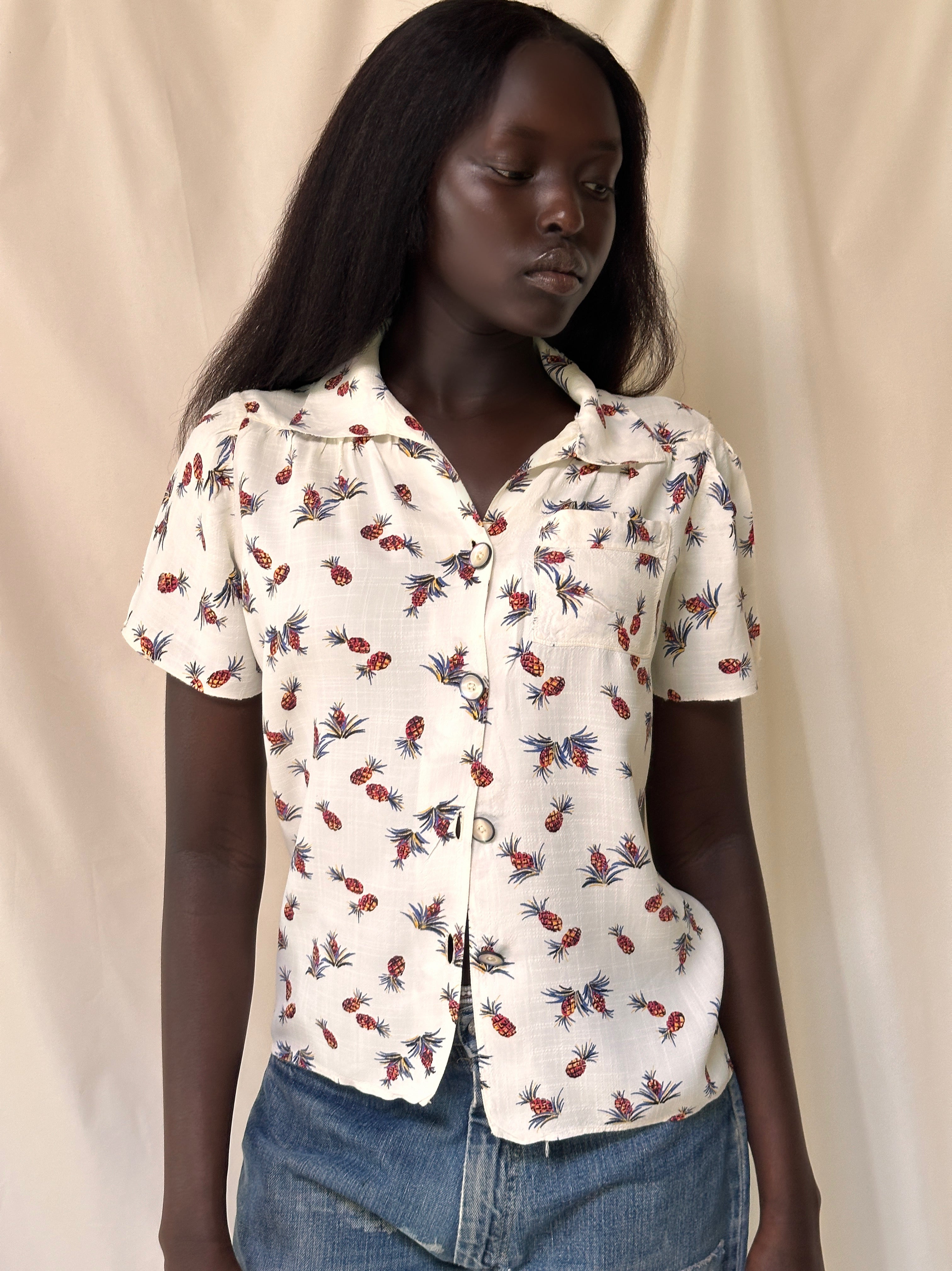 souvenir shirt スカシャツ 40s 50s Vintage 50's WWII Japanese Souvenir Sukajan Youth Silk Shirt