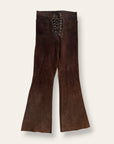 Vintage 1970’s Suede North Beach Leather Lace-Up Pants | Western Flare Trousers W:27