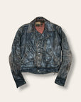 Vintage 1950s Modified Guide Master Leather Motorcycle Jacket | Distressed Black Biker Jacket