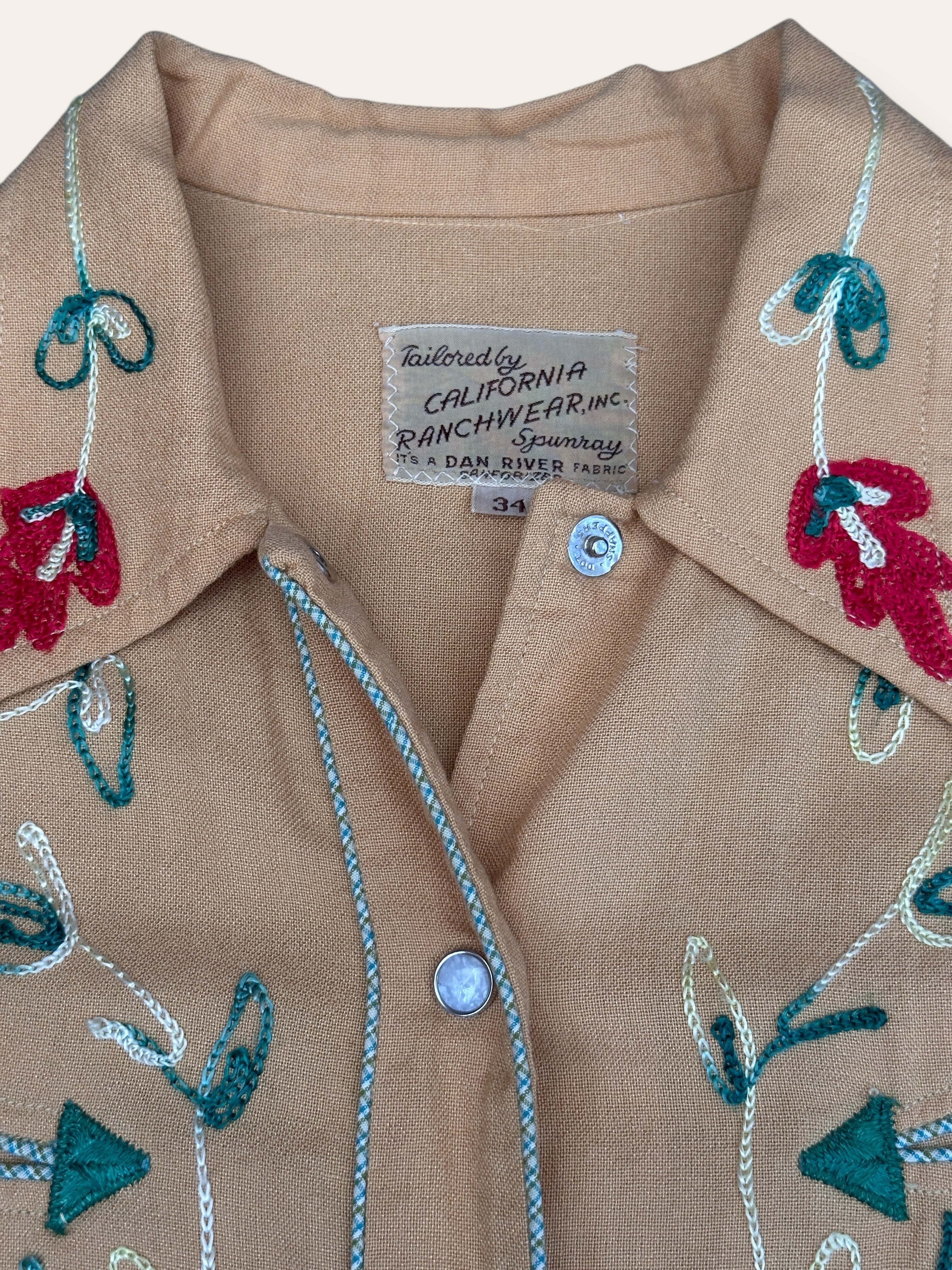 Vintage 1950's California Ranchwear Embroidery Western Shirt