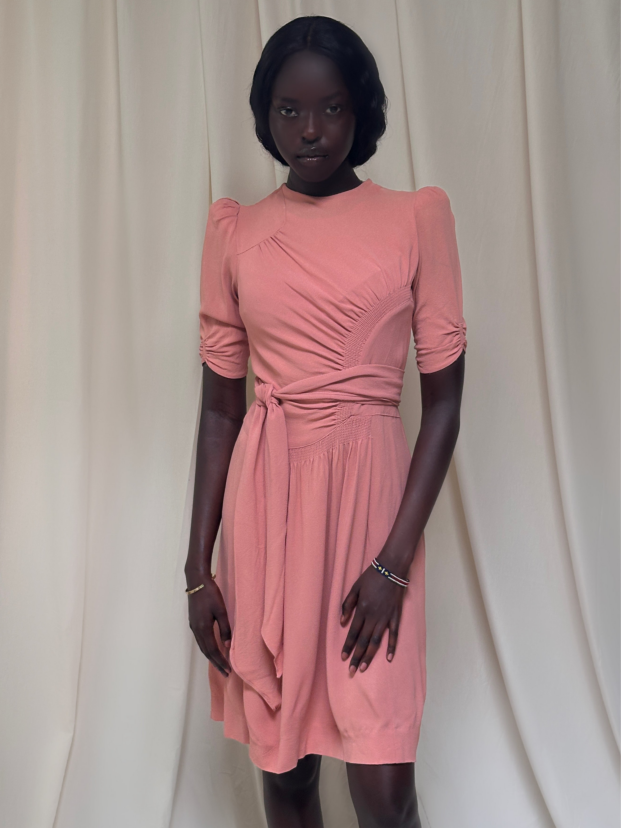 Vintage 1940’s Smocked Rayon Dress