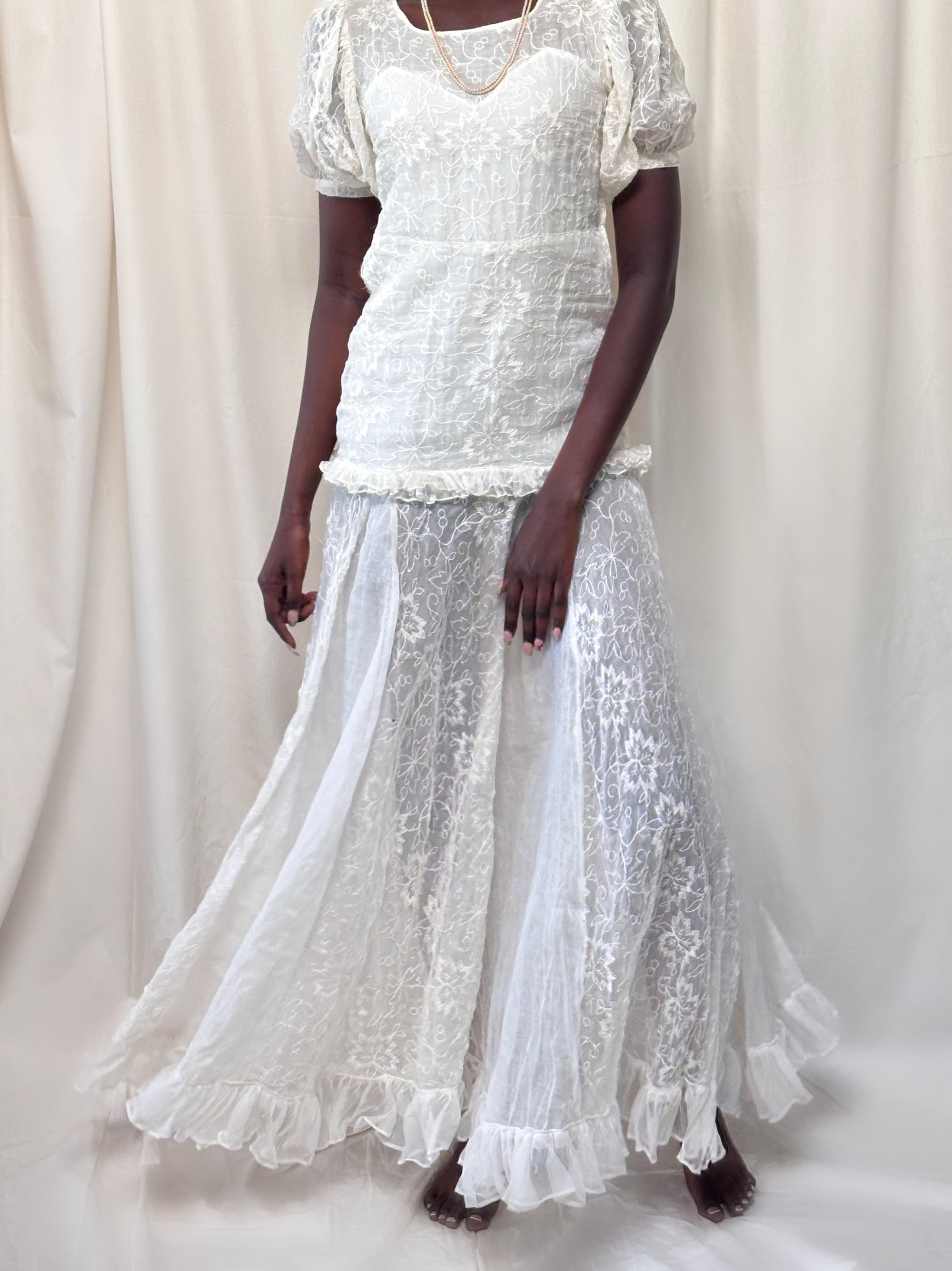 Vintage 1930’s Embroidered Organza Garden Dress