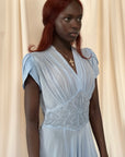 Vintage 1930’s Blue Soutache Sheer Chiffon Dress