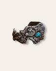 Vintage Brutalist Sterling Silver and Turquoise Cuff