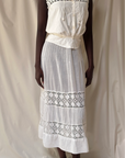 Vintage Edwardian Cotton Gauze Cloth Crochet Pleated Petticoat Skirt
