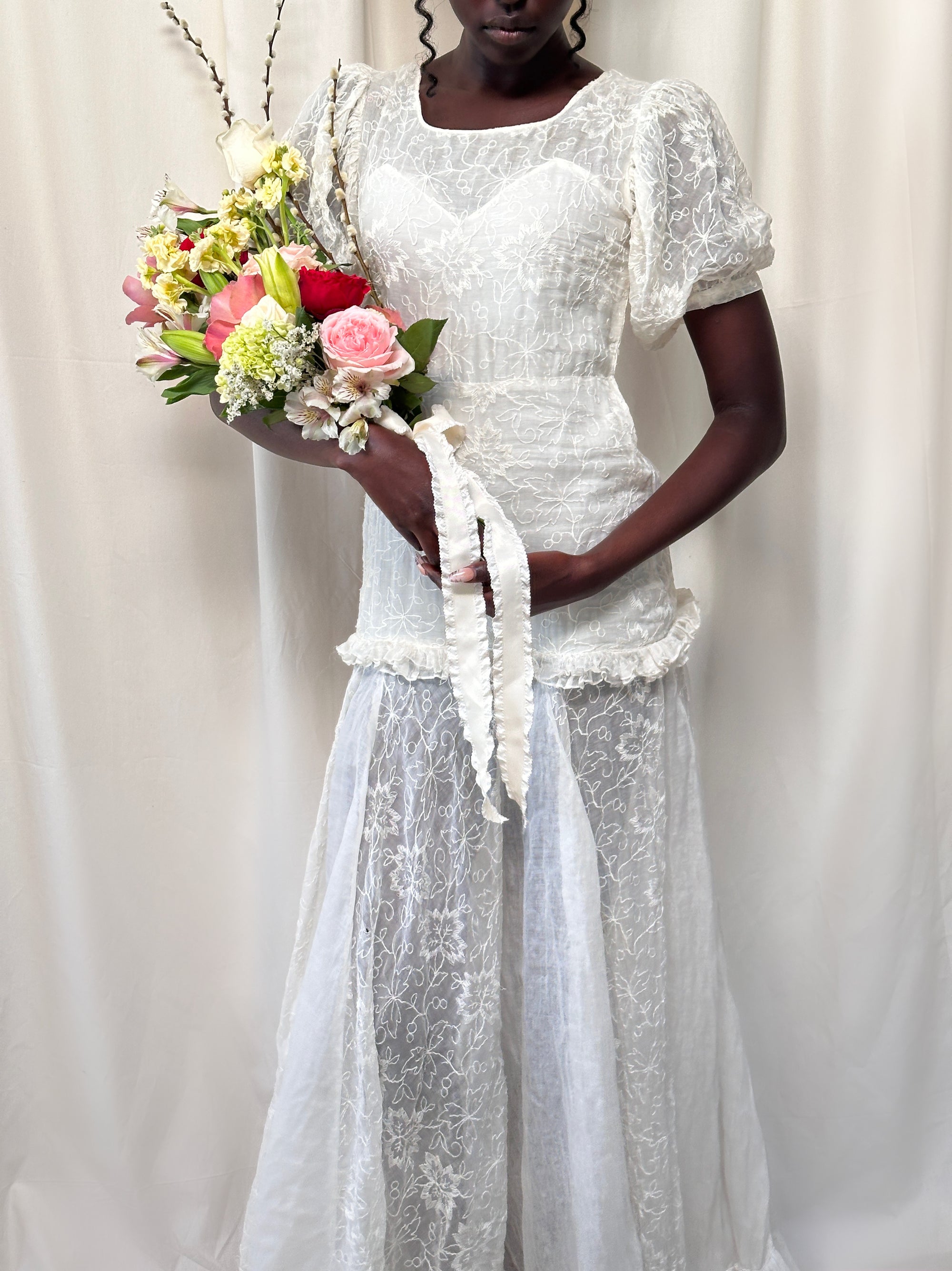 Vintage 1930’s Embroidered Organza Garden Dress
