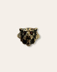 Antique Victorian 9ct Gold Lion Ring | Garnet Eyes & Natural Diamond Accent Ring Size 6.5