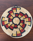 Vintage Hopi Coiled Flat Basket | Handwoven Native American Wall Art | Geometric Polychrome Woven Basket Tray