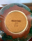 Vintage MCM Vanguard Studios Pottery Large Vase | Mid Century Modern Fluted Rim Green Glaze Studio Art Pottery Vessel USA