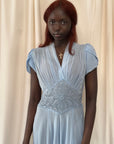 Vintage 1930’s Blue Soutache Sheer Chiffon Dress