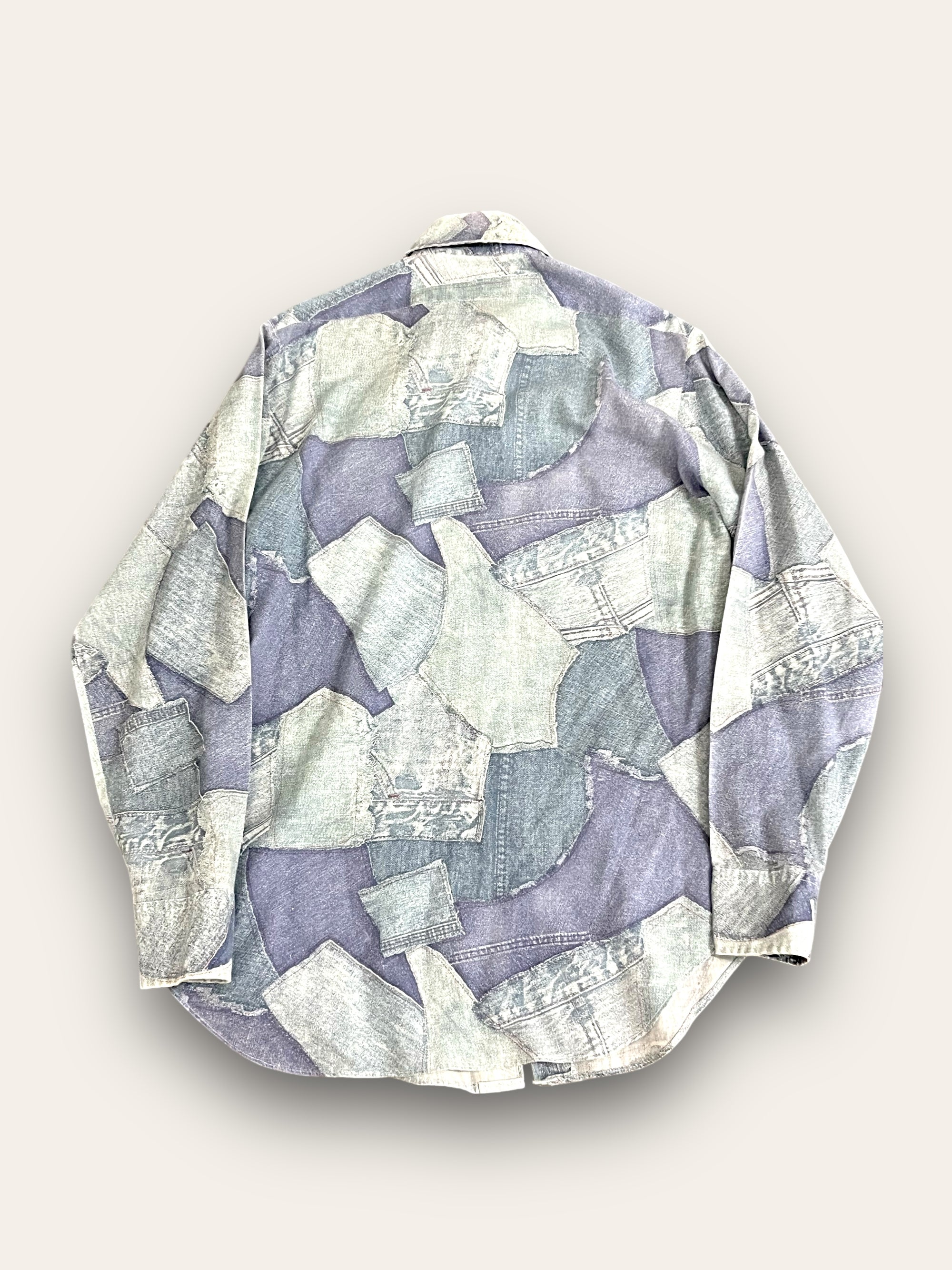 Vintage 1970’s All Over Denim Patchwork Print Shirt