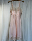 Vintage 1930’s Silk Rayon Slip Dress | Romantic Blush Pink Lace Trim Luxury Lingerie