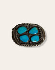 Vintage 1970’s Four Stones Turquoise & Sterling Silver Belt Buckle