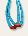Vintage Navajo Jocla Turquoise and Shell Two Strand Necklace