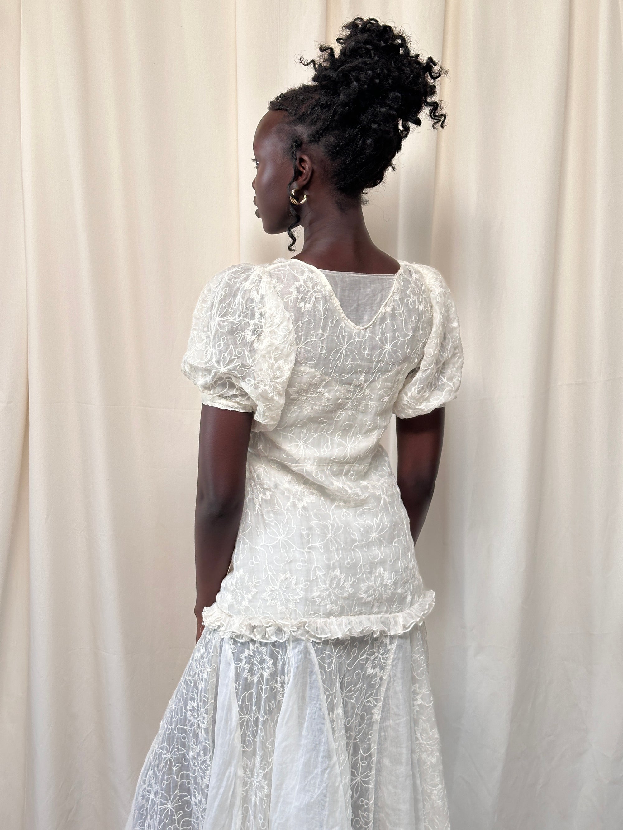Vintage 1930’s Embroidered Organza Garden Dress