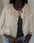 Vintage 1930s Silk & Lace Bed Jacket | Silk Lingerie Top