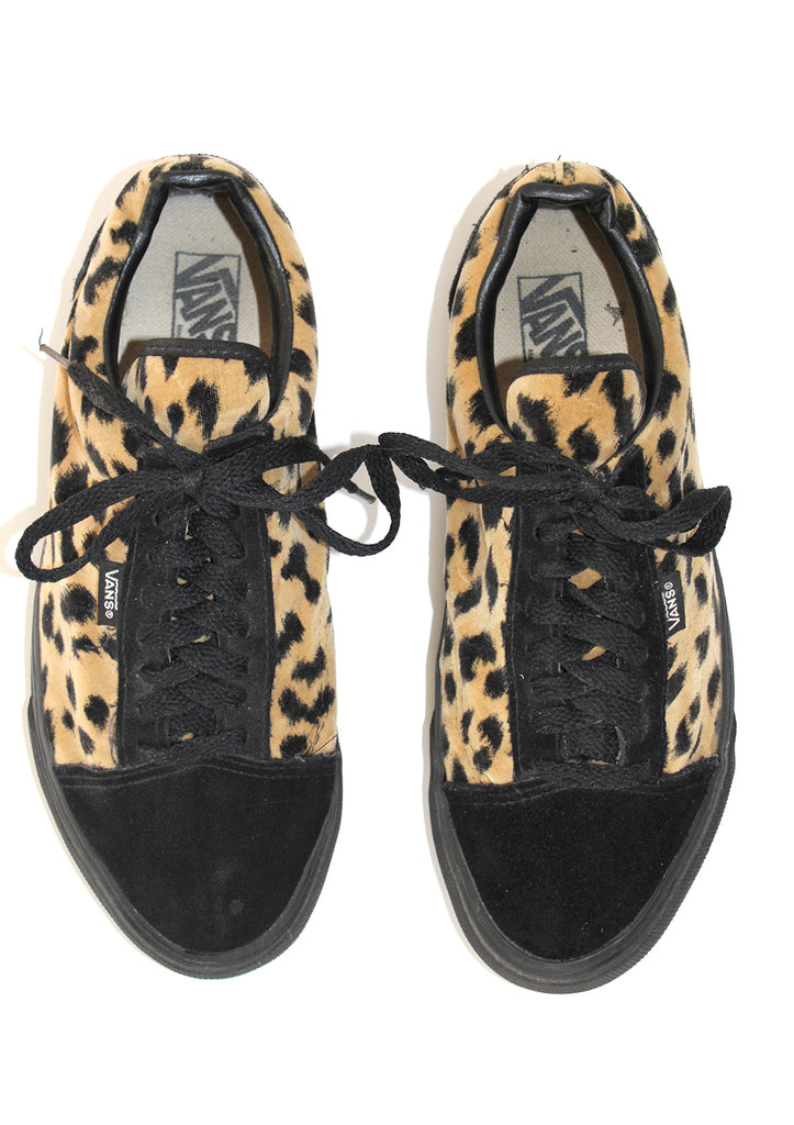 Vintage Leopard Velvet and Suede Two Tone Vans Made in USA