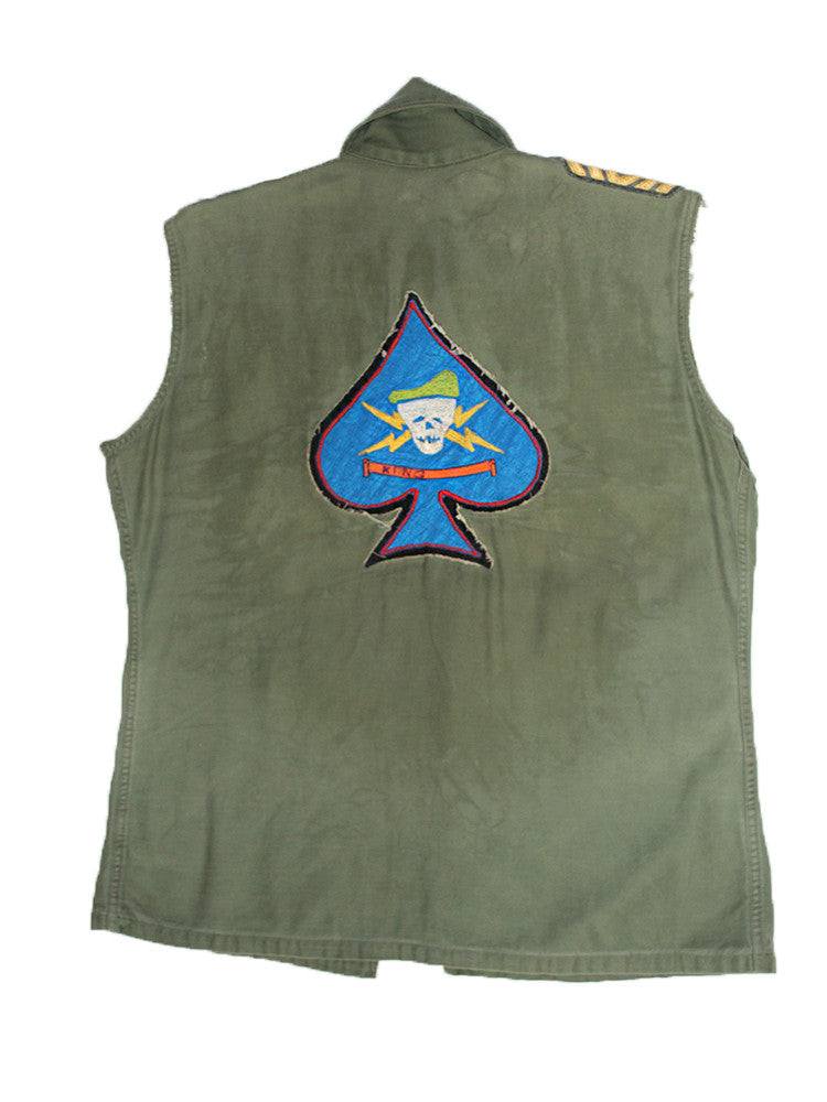 Vintage Skeleton Patched Army Shirt Vest