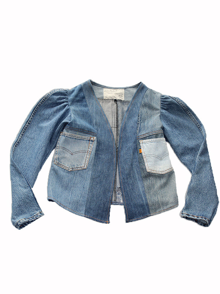 ALC-014 Denim Princess Sleeve Patchwork Jacket