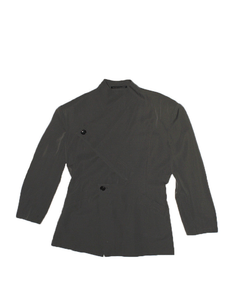 1980s yohji yamaoto asymmetry jacket Yohji Yamamoto Deconstructed