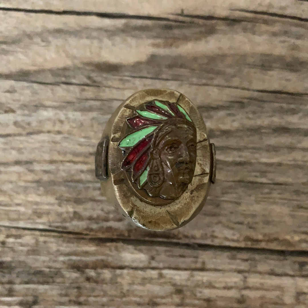 Vintage 1940’s Indian Head Mexican Biker Ring Size 11.25