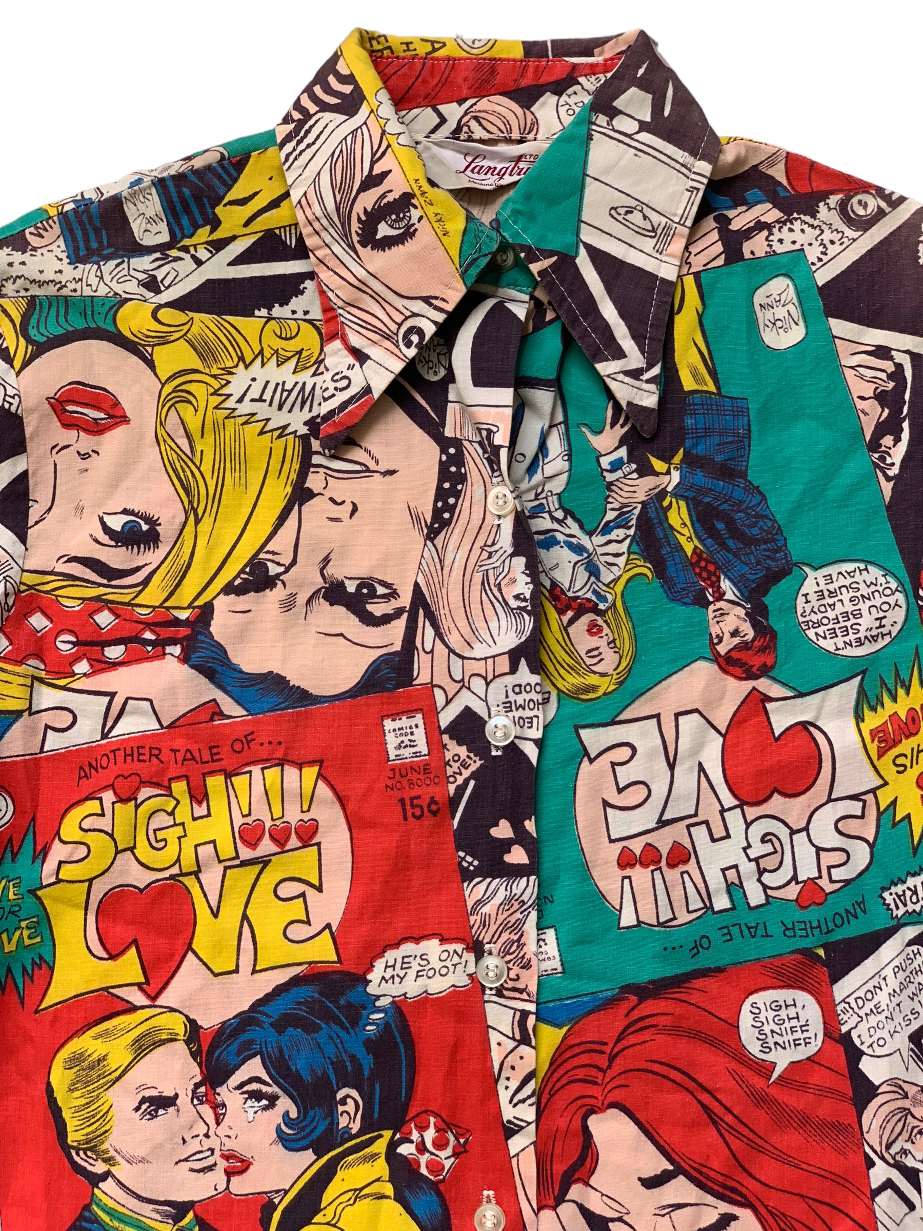 Vintage 70's Nicky Zane Comic Pop Art All Over Print Shirt