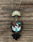 Vintage Native American Zuni Inlay Silver Necklace