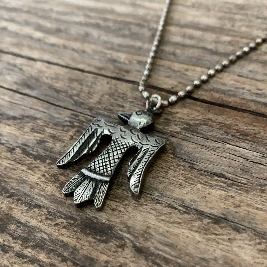 Vintage Native American Thunderbird Silver Necklace