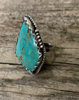 Vintage Native American Silver Turquoise Ring Size 8