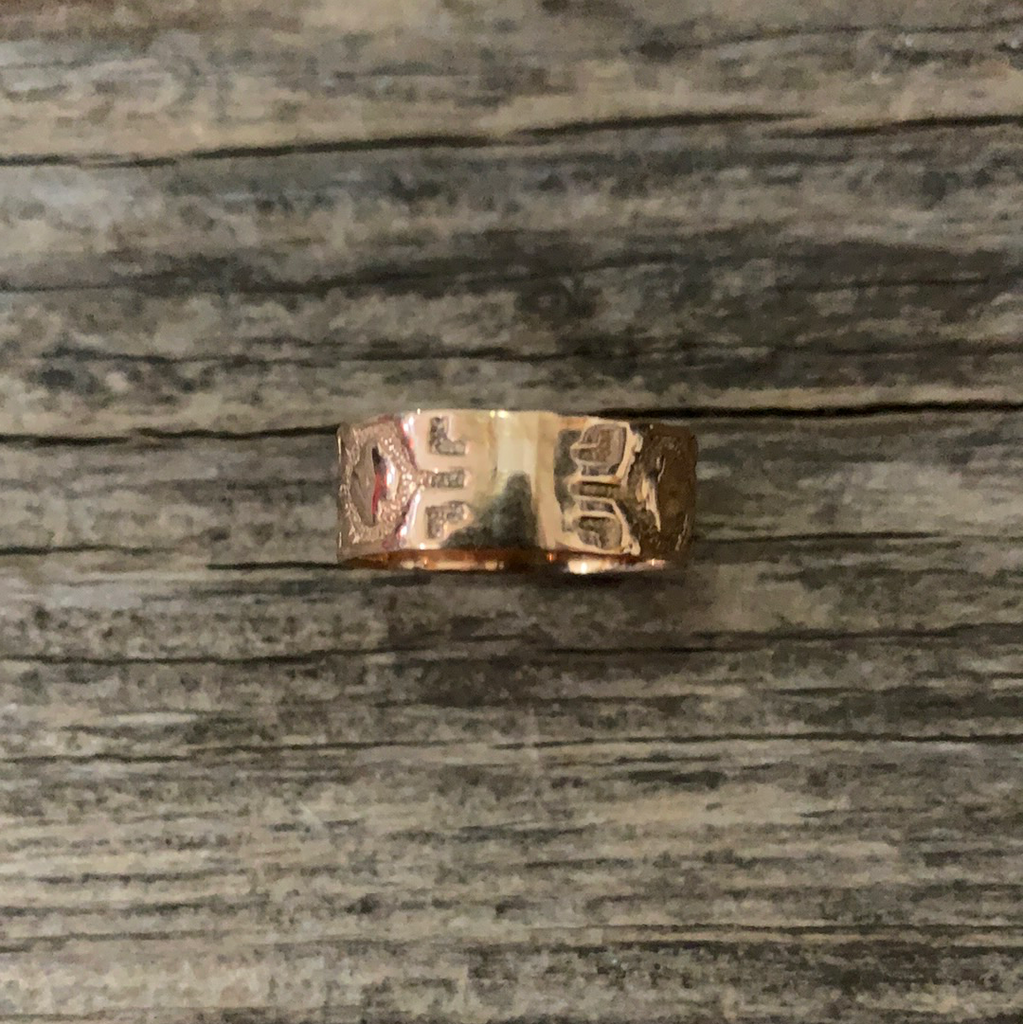 Victorian Cigar Band Engraved Gold Ring Size 7.5