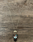 Vintage Native American Zuni Inlay Silver Necklace
