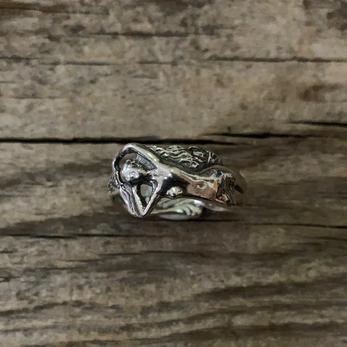 Vintage Sterling Silver Nude Lady Ring